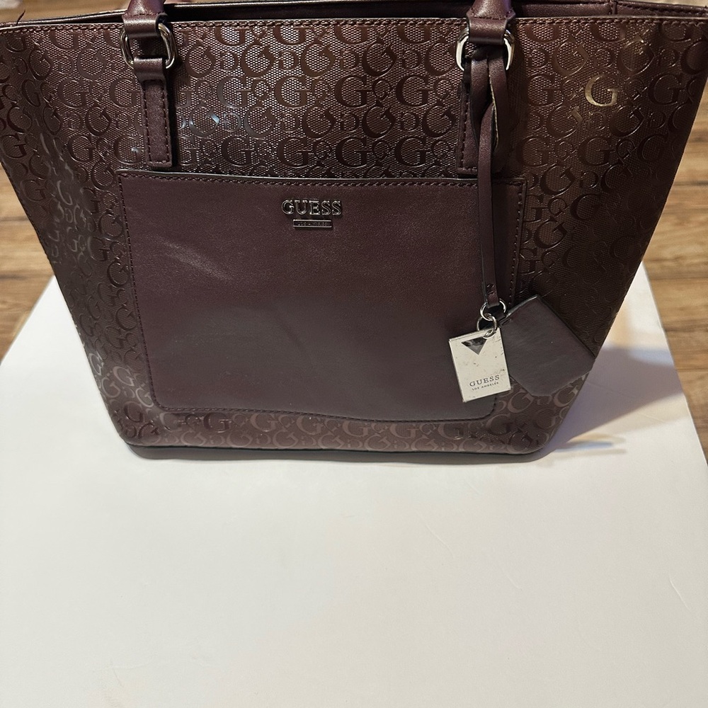 Guess Chocolate Brown Logo Tote